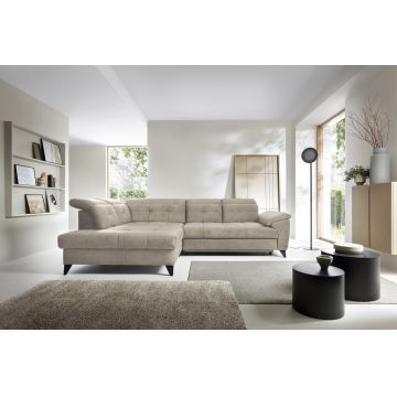Coltar extensibil stanga 5 locuri ELTAP, LT-20RAQ, Inferne, 297x210x107 cm, lemn/poliester, bej deschis
