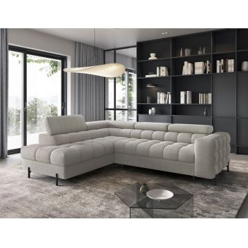Coltar extensibil stanga 5 locuri ELTAP, LT-20ROY, Ferucce, 276x200x93 cm, lemn/poliester, bej deschis