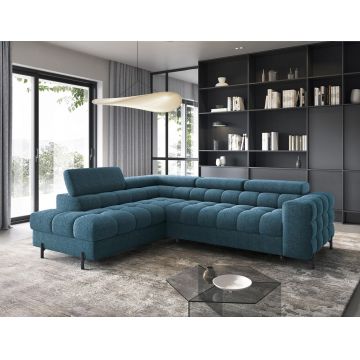 Coltar extensibil stanga 5 locuri ELTAP, LT-40AMO, Ferucce, 276x200x93 cm, lemn/poliester, albastru