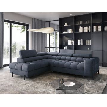 Coltar extensibil stanga 5 locuri ELTAP, LT-40AU, Ferucce, 276x200x93 cm, lemn/poliester, albastru inchis