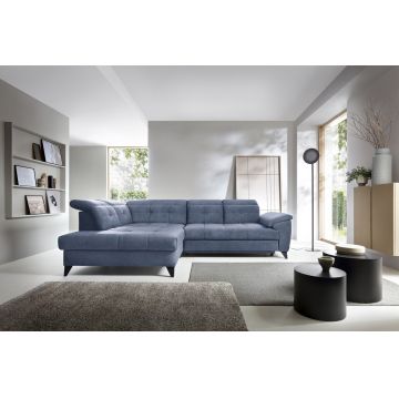 Coltar extensibil stanga 5 locuri ELTAP, LT-40RAQ, Inferne, 297x210x107 cm, lemn/poliester, albastru deschis