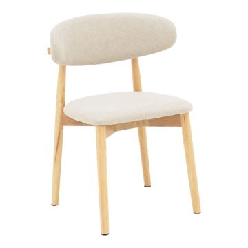 Scaun din lemn de cauciuc și material textil Ubene pakoworld în nuanță Naturală și bej 46x58x79cm