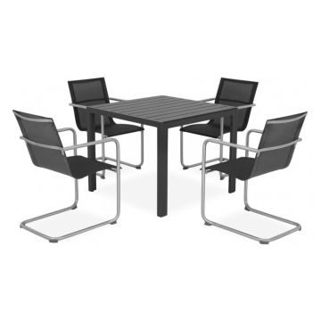 Set 4 scaune si masa ENCORE ESSEN  negru cu gri