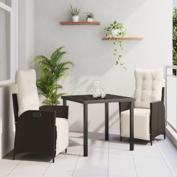 Set de 3 Piese Mobilier de Grădină Maro din Ratan Poliratan
