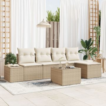 Set de canapea de grădină cu perne Brown Poly Rattan