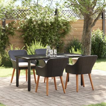 Set de dining de 5 piese Negru Poliratan