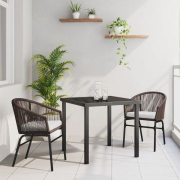 Set de dining de grădină 3 piese maro PE ratan