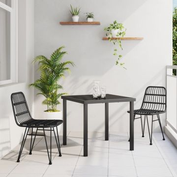 Set de Dining pentru Grădină 3 Piese Negru Poli Rattan