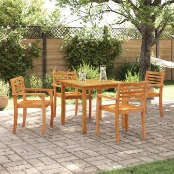 Set de dining pentru grădină , 5 piese, din lemn masiv de acacia