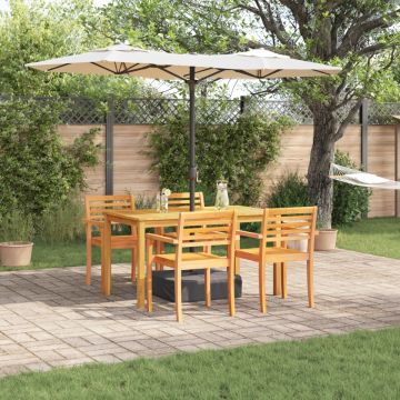 Set de dining pentru grădină forma 5 piese din lemn masiv de acacia