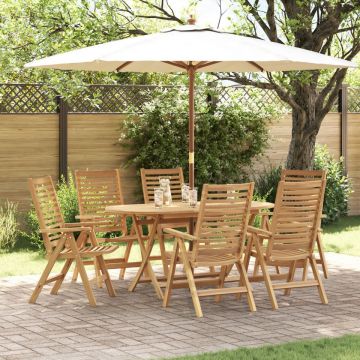 Set de dining pliabil 7 piese lemn solid tec , Scaune grădină 2 buc lemn solid tec