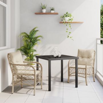 Set de Masă pentru Grădină cu 3 Piese și Perne Bej din Rattan Poli