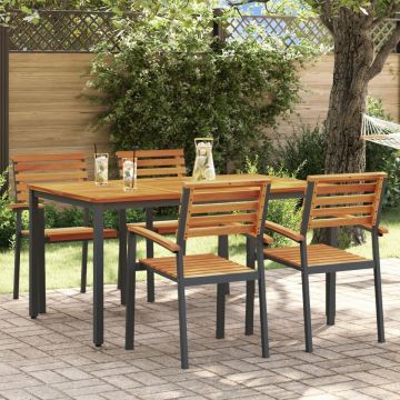 Set de mese pentru grădină 5 Piese Lemn Solid Acacia și Metal