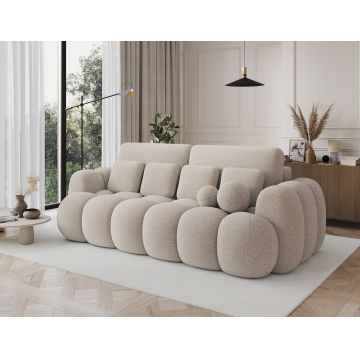 Canapea extensibila 3 locuri ELTAP, Cotonn, 256x119x105 cm, lemn/poliester, bej deschis