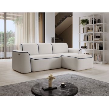 Coltar dreapta 4 locuri ELTAP, Ume, 287x190x88 cm, lemn/poliester, alb/albastru inchis