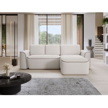 Coltar dreapta 4 locuri ELTAP, Ume, 287x190x88 cm, lemn/poliester, alb/bej
