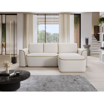 Coltar dreapta 4 locuri ELTAP, Ume, 287x190x88 cm, lemn/poliester, alb/galben