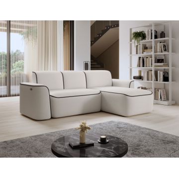 Coltar dreapta 4 locuri ELTAP, Ume, 287x190x88 cm, lemn/poliester, alb/maro inchis