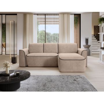 Coltar dreapta 4 locuri ELTAP, Ume, 287x190x88 cm, lemn/poliester, bej inchis/negru