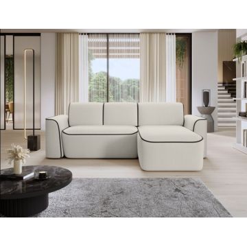 Coltar dreapta 4 locuri ELTAP, Ume, 287x190x88 cm, lemn/poliester, bej/negru