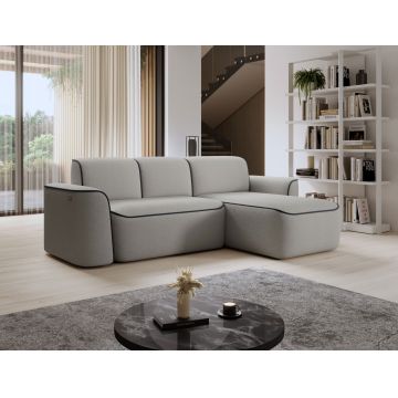 Coltar dreapta 4 locuri ELTAP, Ume, 287x190x88 cm, lemn/poliester, gri/gri inchis