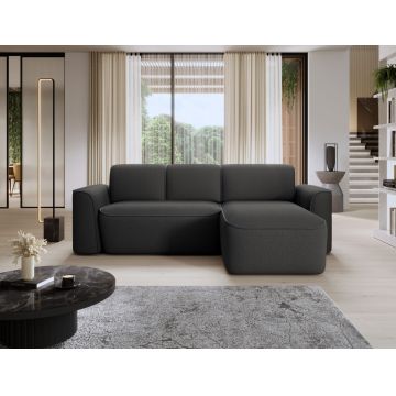 Coltar dreapta 4 locuri ELTAP, Ume, 287x190x88 cm, lemn/poliester, gri inchis/gri inchis