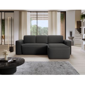 Coltar dreapta 4 locuri ELTAP, Ume, 287x190x88 cm, lemn/poliester, gri inchis/gri