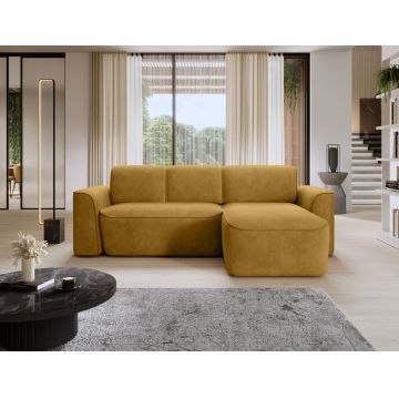 Coltar dreapta 4 locuri ELTAP, Ume, 287x190x88 cm, lemn/poliester, mustar