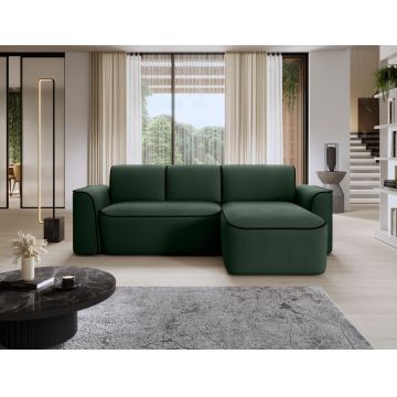 Coltar dreapta 4 locuri ELTAP, Ume, 287x190x88 cm, lemn/poliester, verde inchis/negru