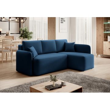 Coltar extensibil dreapta 3 locuri ELTAP, Hadson, 206x150x89 cm, lemn/poliester, albastru inchis