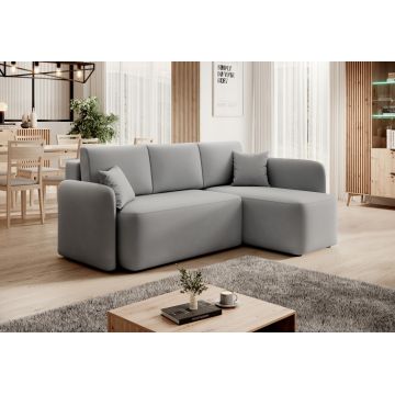 Coltar extensibil dreapta 3 locuri ELTAP, Hadson, 206x150x89 cm, lemn/poliester, gri deschis