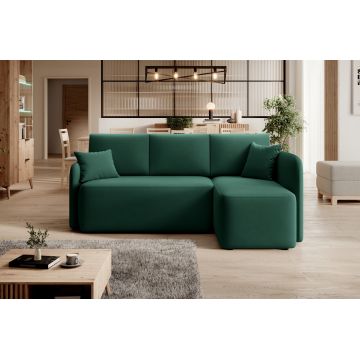 Coltar extensibil dreapta 3 locuri ELTAP, Hadson, 206x150x89 cm, lemn/poliester, verde inchis