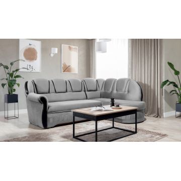 Coltar extensibil dreapta 3 locuri ELTAP, L-006, Lord, 243x180x112 cm, lemn/poliester, gri deschis/negru
