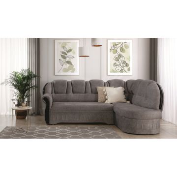 Coltar extensibil dreapta 3 locuri ELTAP, L-048, Lord, 243x180x112 cm, lemn/poliester, gri/negru