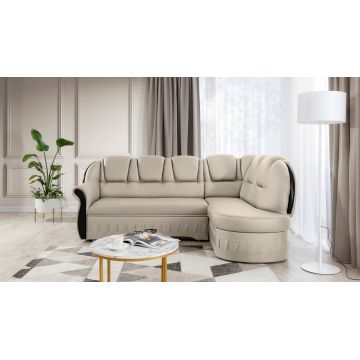 Coltar extensibil dreapta 3 locuri ELTAP, L-056, Lord, 243x180x112 cm, lemn/poliester, crem/negru
