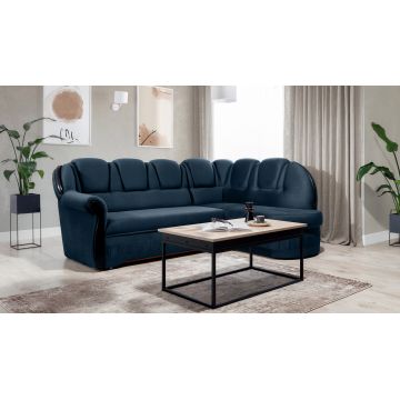Coltar extensibil dreapta 3 locuri ELTAP, L-079, Lord, 243x180x112 cm, lemn/poliester, albastru inchis/negru