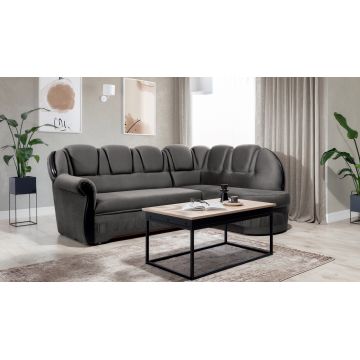Coltar extensibil dreapta 3 locuri ELTAP, L-085, Lord, 243x180x112 cm, lemn/poliester, gri/negru