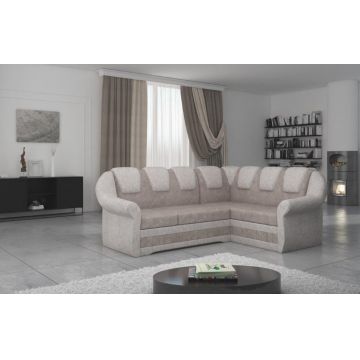 Coltar extensibil dreapta 3 locuri ELTAP, LII-023, Lord II, 243x195x112 cm, lemn/poliester, bej/bej deschis