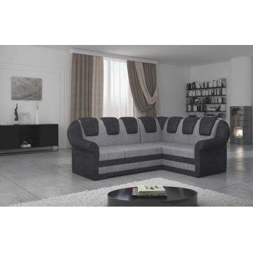Coltar extensibil dreapta 3 locuri ELTAP, LII-024, Lord II, 243x195x112 cm, lemn/poliester, gri deschis/gri inchis