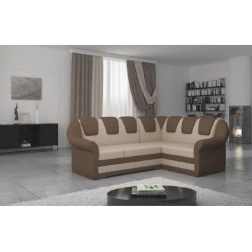 Coltar extensibil dreapta 3 locuri ELTAP, LII-028, Lord II, 243x195x112 cm, lemn/poliester, bej deschis/maro