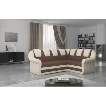 Coltar extensibil dreapta 3 locuri ELTAP, LII-032, Lord II, 243x195x112 cm, lemn/poliester, maro/bej deschis