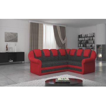 Coltar extensibil dreapta 3 locuri ELTAP, LII-034, Lord II, 243x195x112 cm, lemn/poliester, gri inchis/rosu