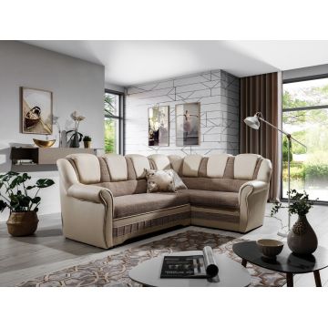 Coltar extensibil dreapta 3 locuri ELTAP, LII-036, Lord II, 243x195x112 cm, lemn/poliester, bej inchis/bej deschis
