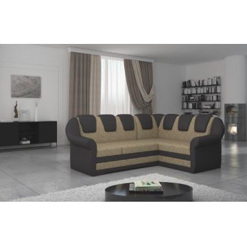 Coltar extensibil dreapta 3 locuri ELTAP, LII-037, Lord II, 243x195x112 cm, lemn/poliester, bej inchis/maro inchis