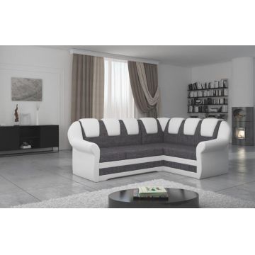 Coltar extensibil dreapta 3 locuri ELTAP, LII-038, Lord II, 243x195x112 cm, lemn/poliester, gri inchis/alb