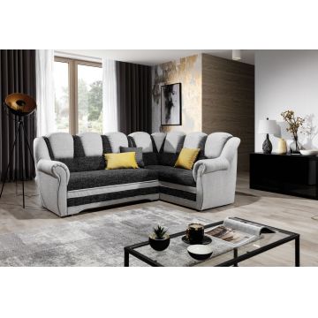 Coltar extensibil dreapta 3 locuri ELTAP, LII-040, Lord II, 243x195x112 cm, lemn/poliester, negru/alb