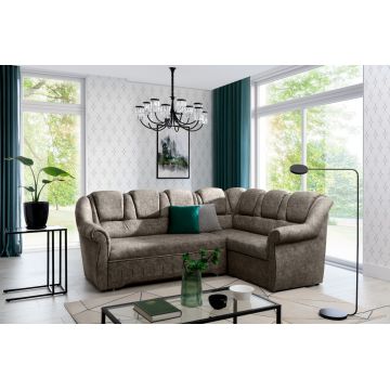 Coltar extensibil dreapta 3 locuri ELTAP, LII-067, Lord II, 243x195x112 cm, lemn/poliester, bej inchis