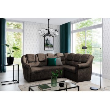 Coltar extensibil dreapta 3 locuri ELTAP, LII-088, Lord II, 243x195x112 cm, lemn/poliester, maro inchis