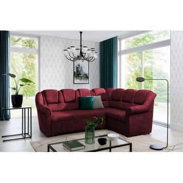 Coltar extensibil dreapta 3 locuri ELTAP, LII-090, Lord II, 243x195x112 cm, lemn/poliester, rosu inchis