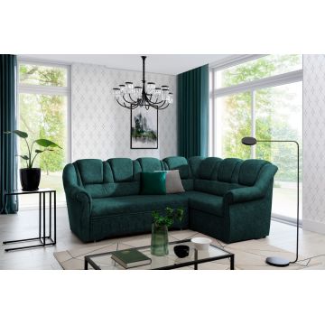Coltar extensibil dreapta 3 locuri ELTAP, LII-092, Lord II, 243x195x112 cm, lemn/poliester, verde inchis